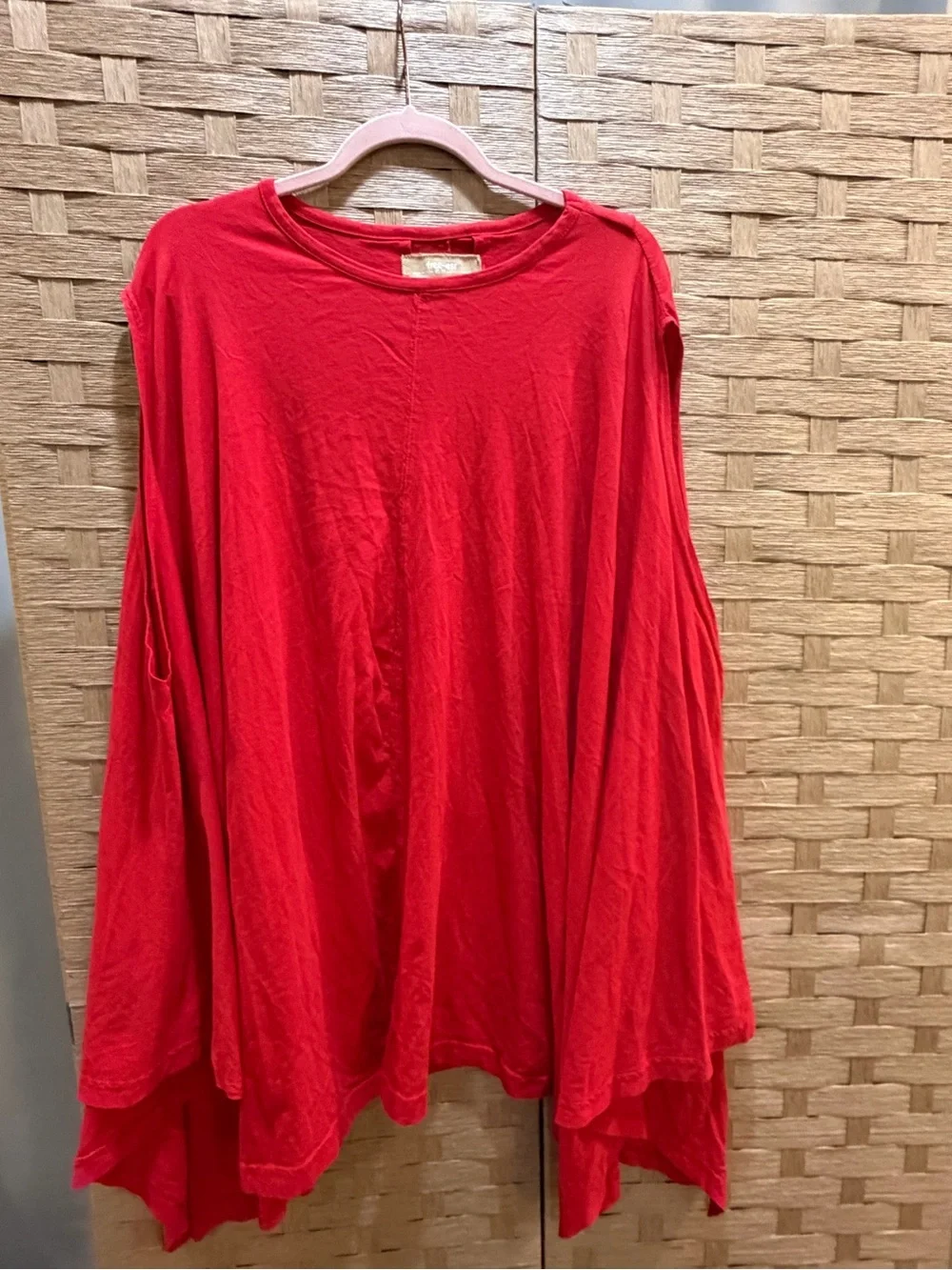 FREE PEOPLE FREEST CHERRY RED SLEEVELESS 100% Cotton TUNIC NWOT Sz XS Oversized